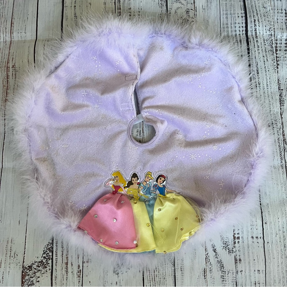 Disney Princess Mini Christmas Tree Skirt Feathered Sparkle Purple Gemmy